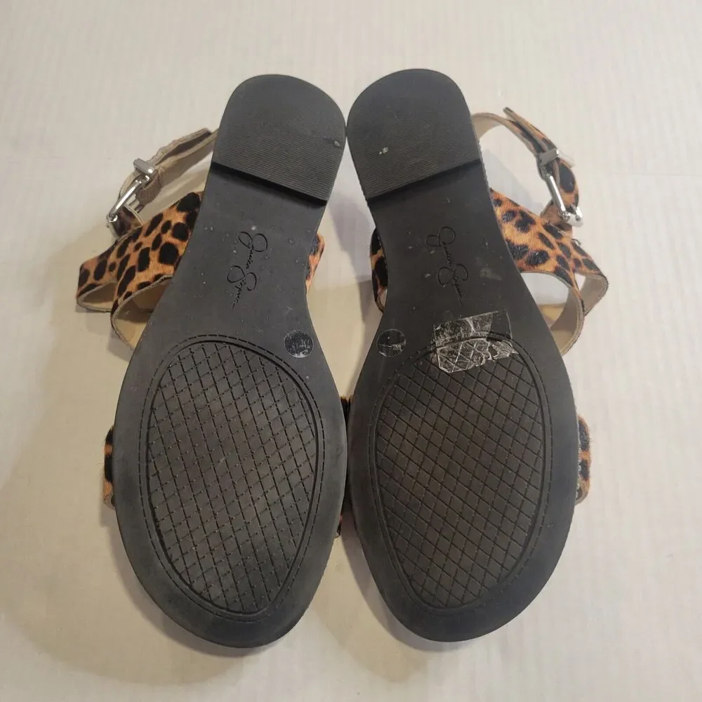 Jessica Simpson Braelyn Flat leopard print sandal with rhinestone trim sz. 7 - Picture 7 of 8
